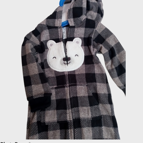 Carter's Bear Buffalo Check Hooded Jumpsuit Sz.18M - Picture 11 of 11